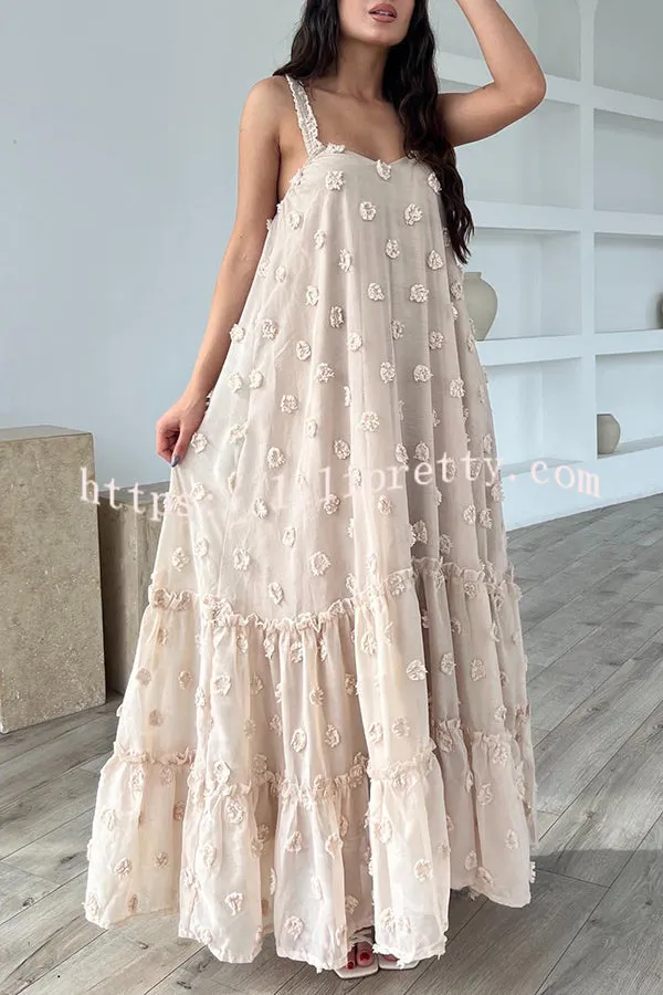 Pretty Lady Flower Decor A-line Layered Loose Maxi Dress