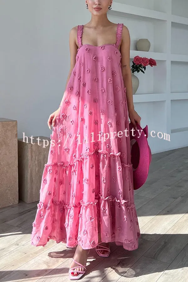 Pretty Lady Flower Decor A-line Layered Loose Maxi Dress