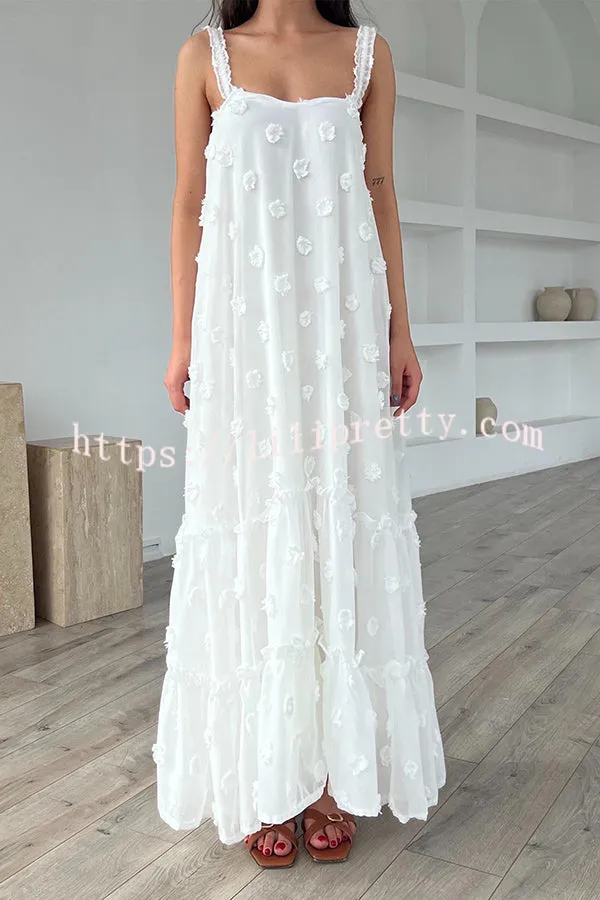 Pretty Lady Flower Decor A-line Layered Loose Maxi Dress