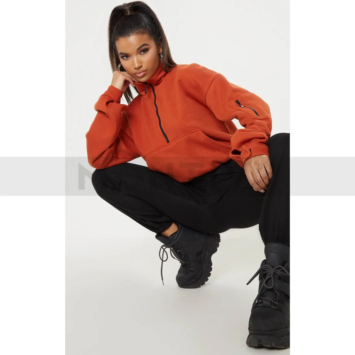 PTL Rust Oversized Crop Sweatshirt