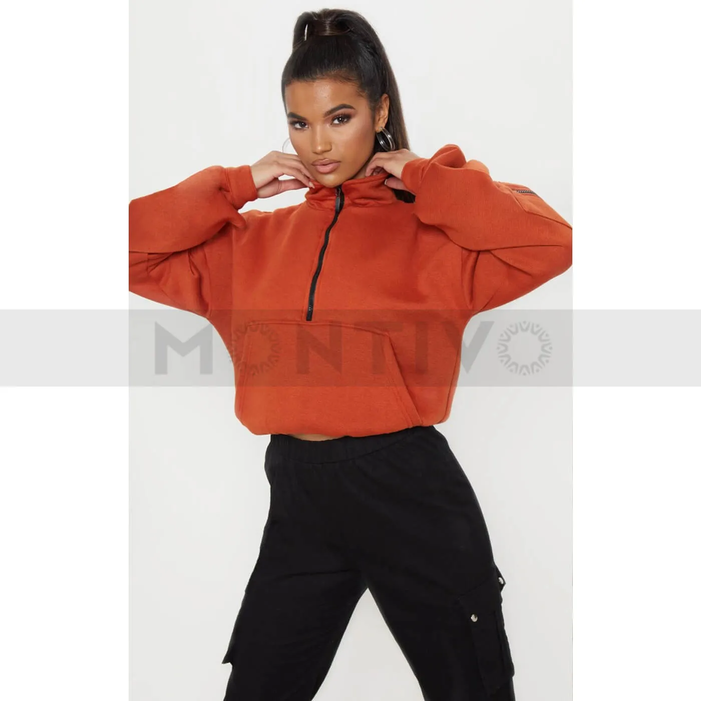 PTL Rust Oversized Crop Sweatshirt