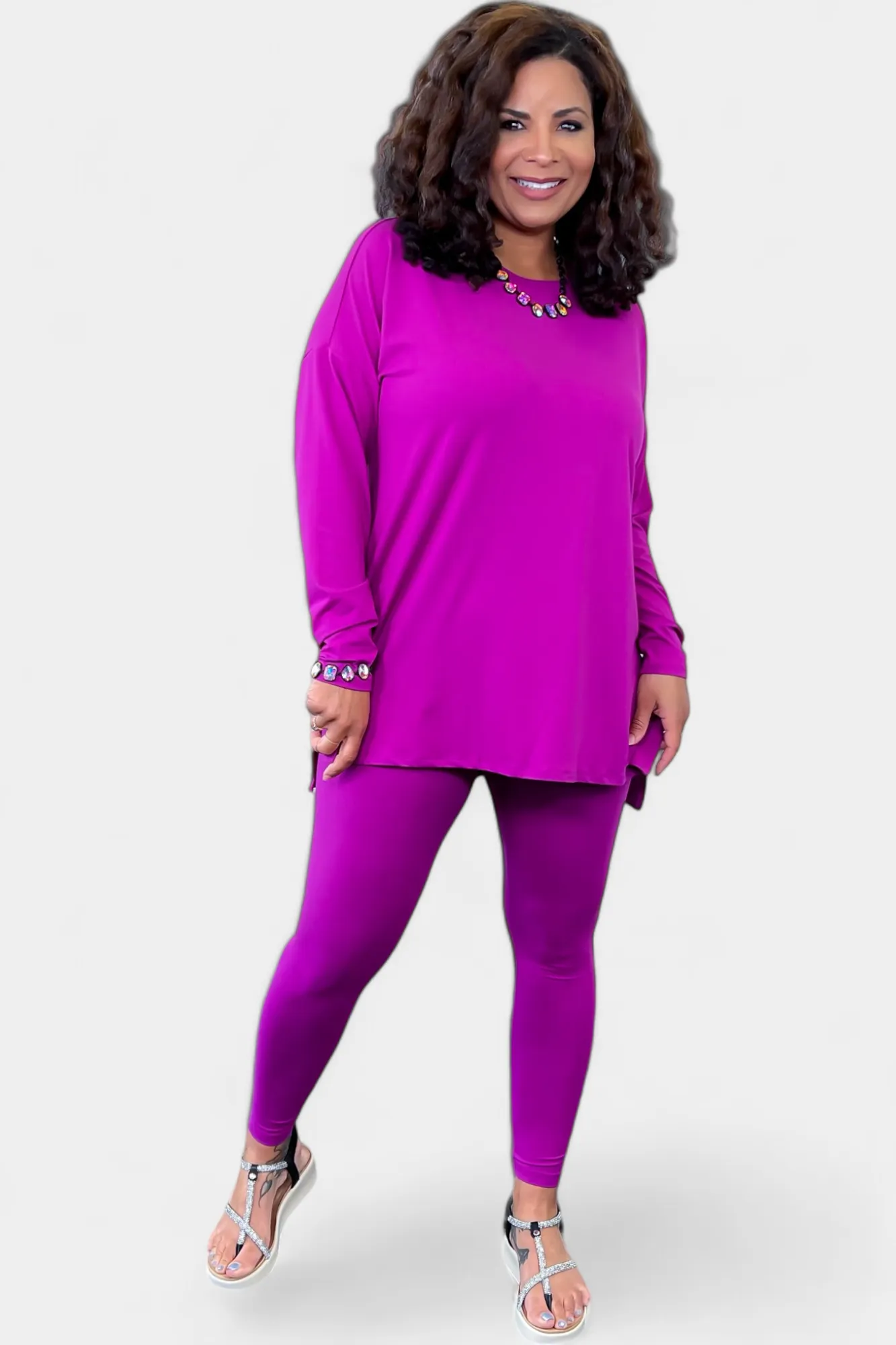 Purple Long Sleeve Buttery Loungewear Set