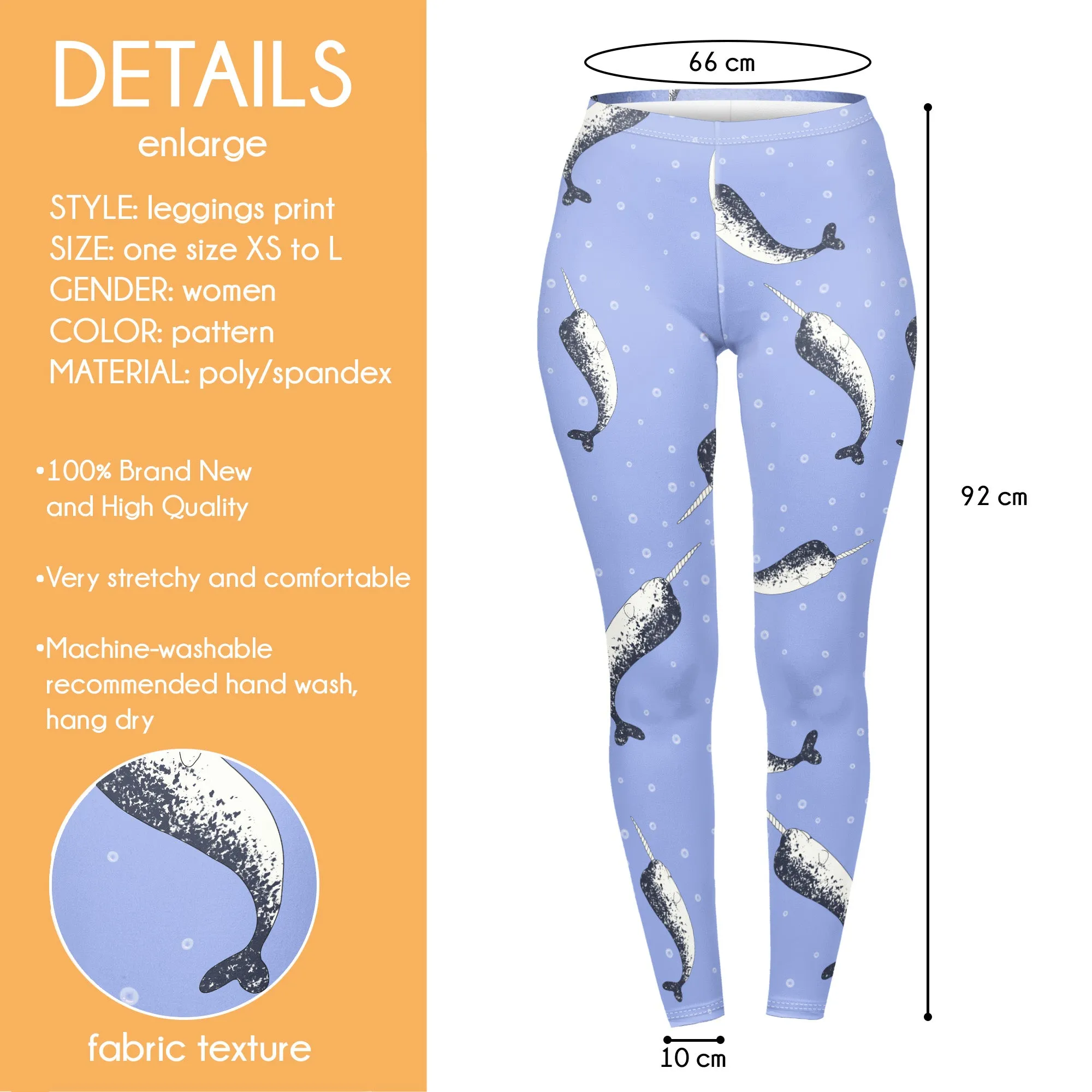 Regular Leggings (8-12 UK Size) - Narwhal