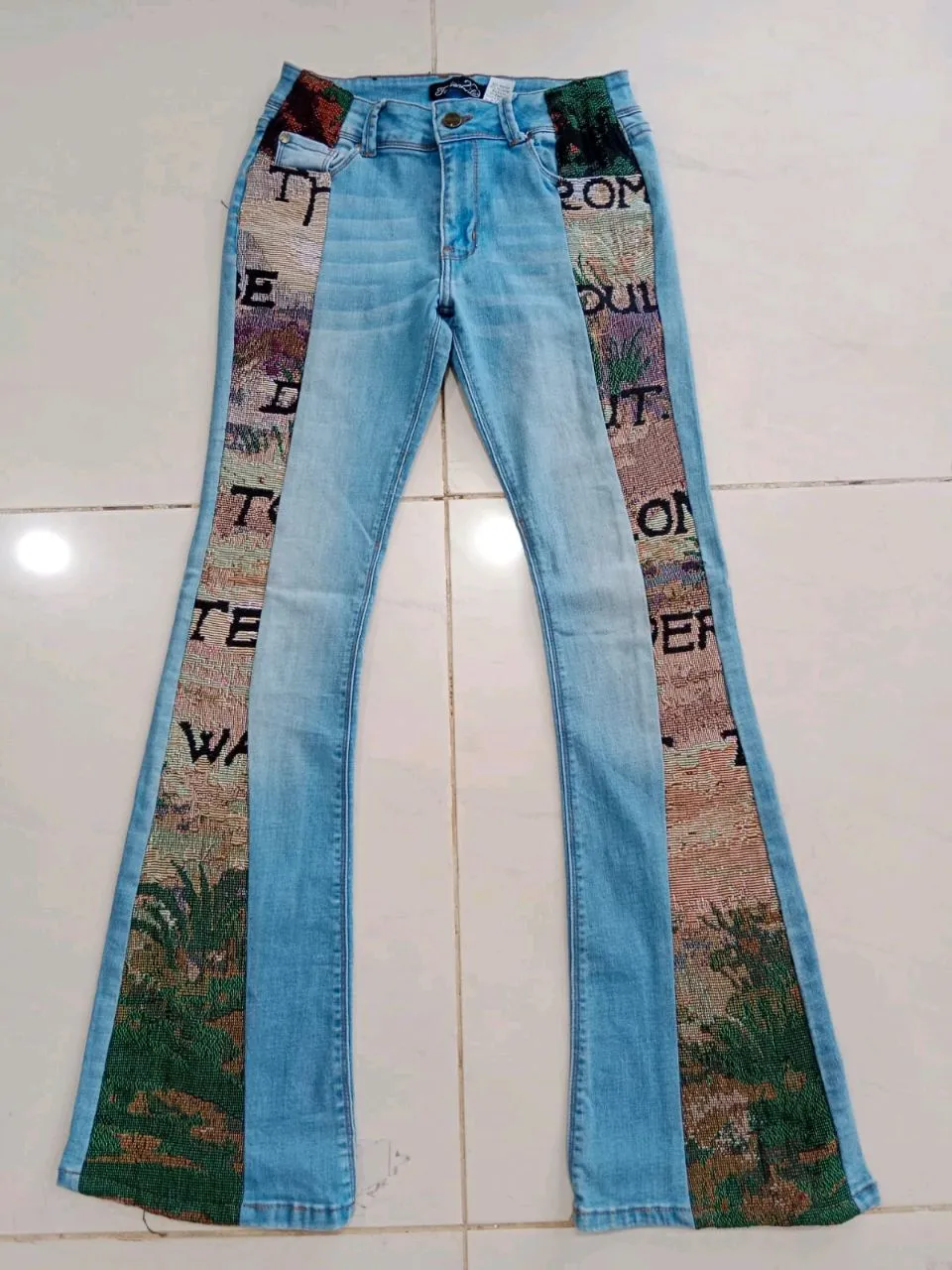 Reworked Ladies Y2K Flared Pants made using Vintage/Y2K Denim Pants, Style-CR929