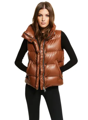 SAM - Vegan Leather Tracey Vest in Saddle