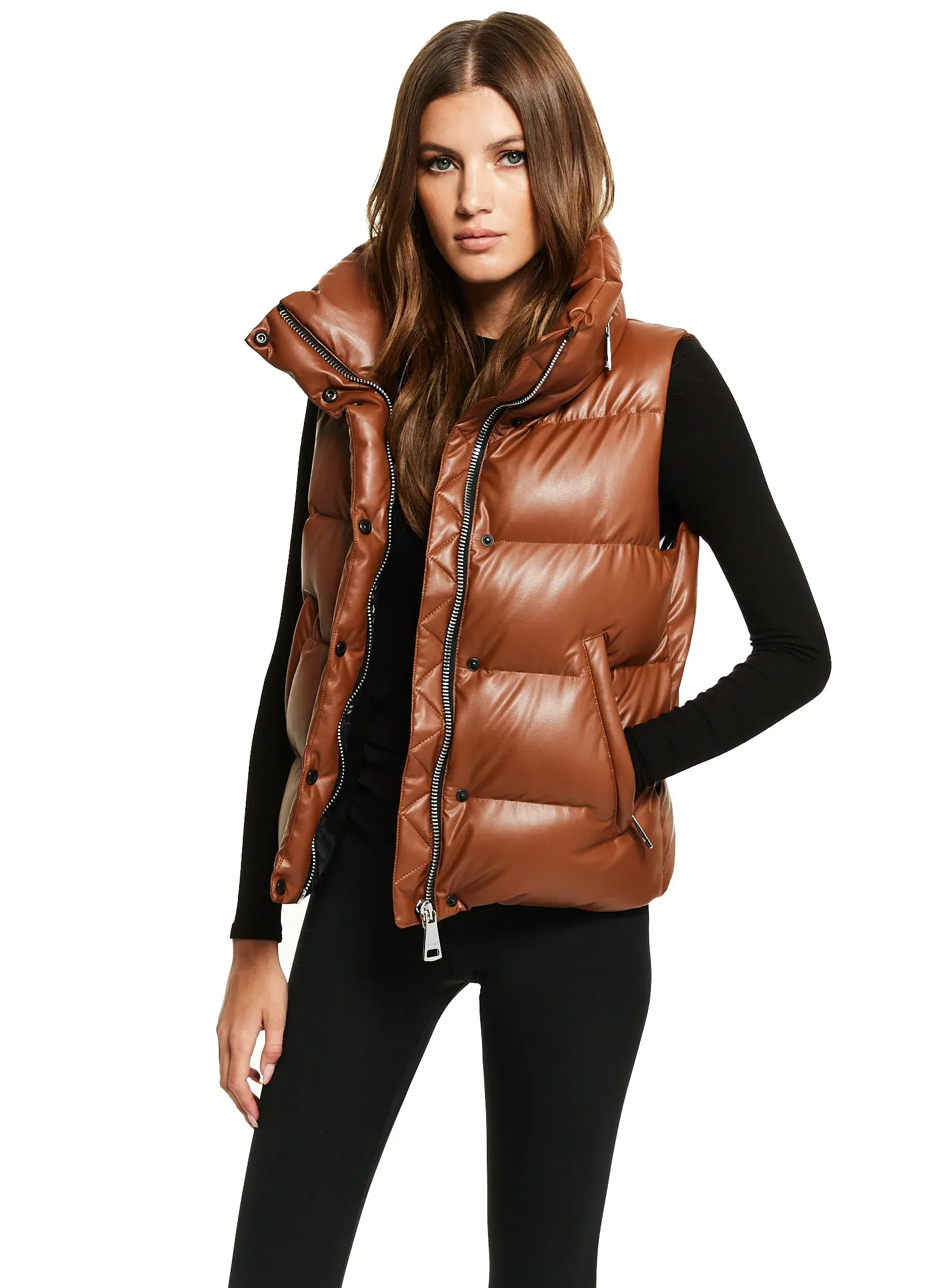 SAM - Vegan Leather Tracey Vest in Saddle