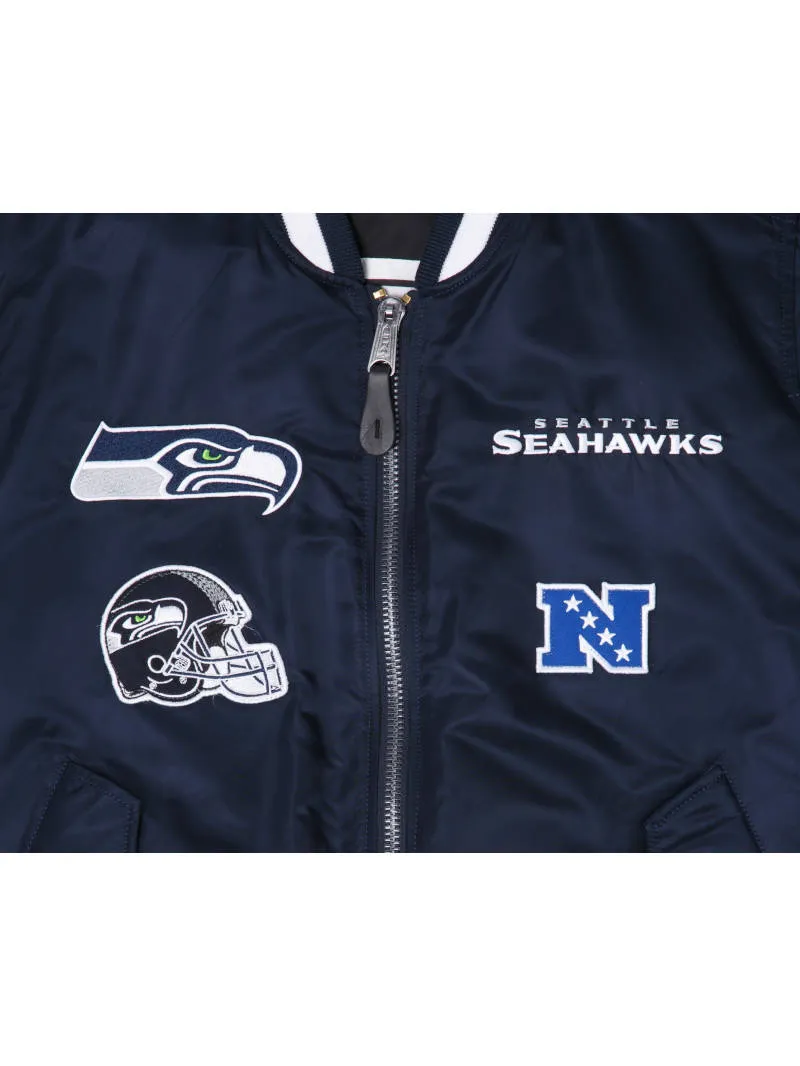 SEATTLE SEAHAWKS X ALPHA X NEW ERA MA-1 BOMBER JACKET