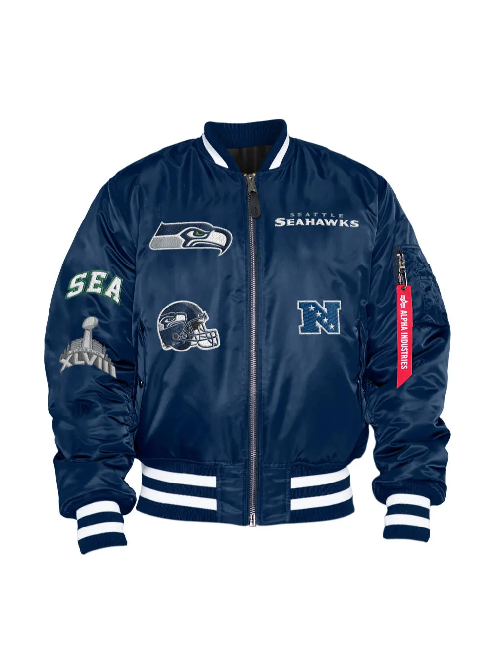 SEATTLE SEAHAWKS X ALPHA X NEW ERA MA-1 BOMBER JACKET