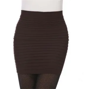 Sexy Pencil Short Dress For Women Wrinkles Folds High Elastic Pleated mini Skirt Cotton Blend Solid High Waist Bodycon Skirts