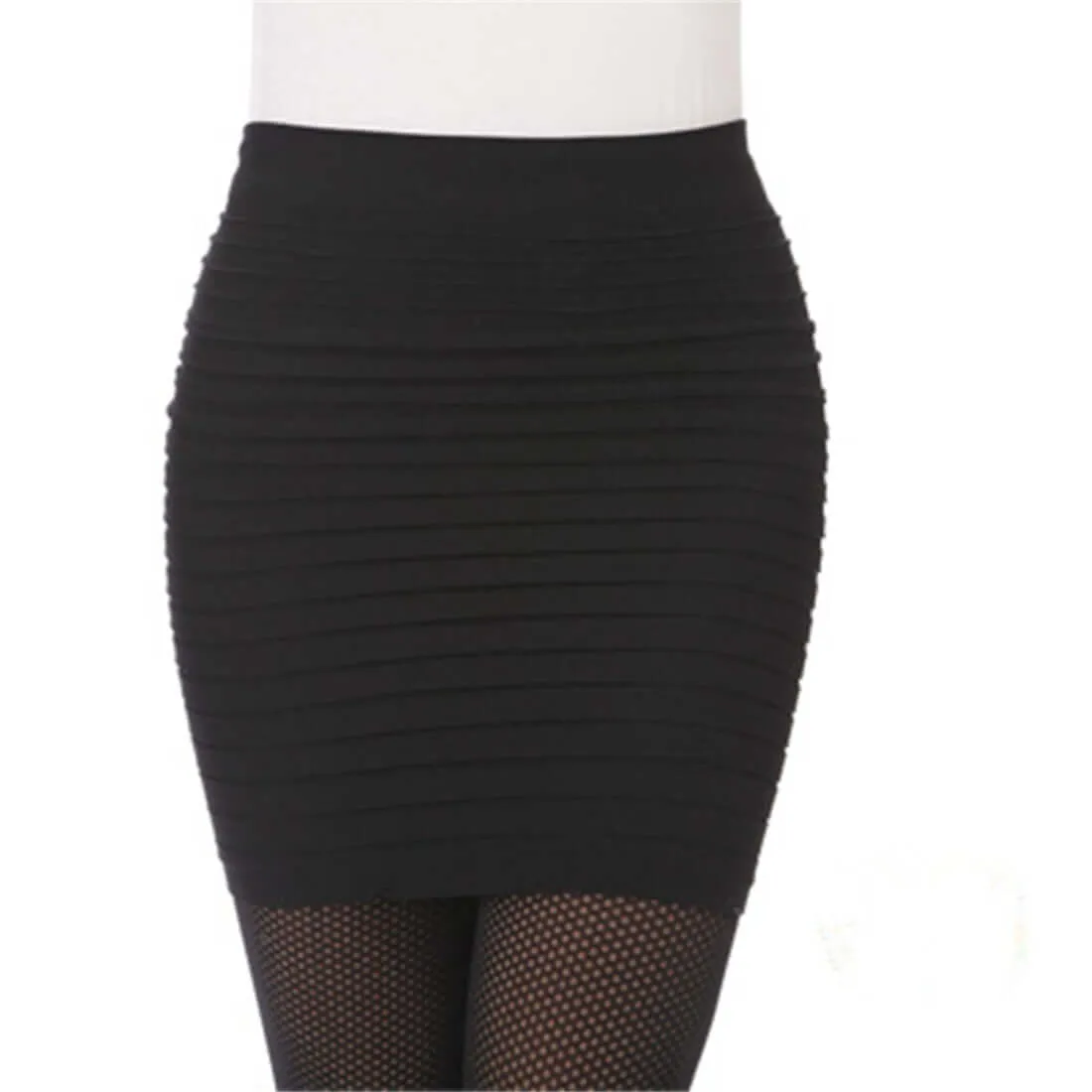 Sexy Pencil Short Dress For Women Wrinkles Folds High Elastic Pleated mini Skirt Cotton Blend Solid High Waist Bodycon Skirts