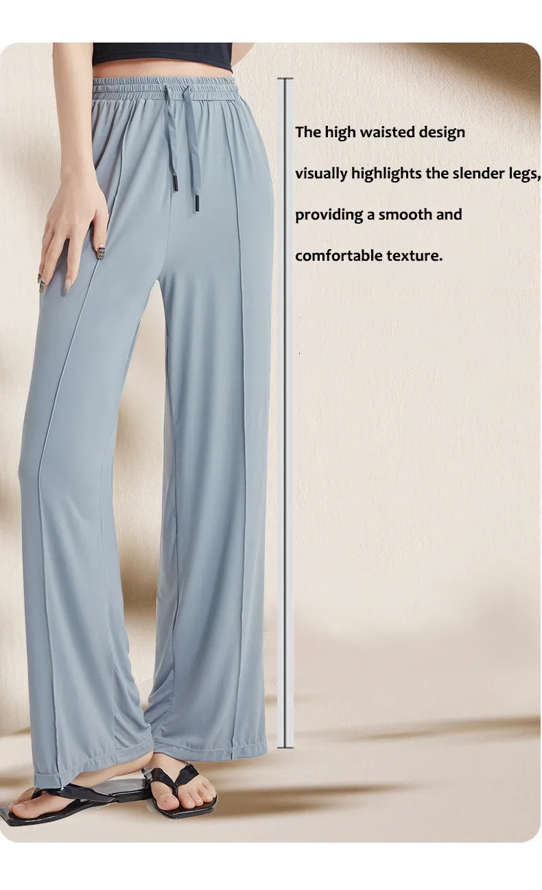 Sidiou Group ANNIOU Casual Summer UV Protection Thin Ice Silk Slim Straight Trousers Outdoor Sports Yoga High Waist Wide Leg Loose Fit Pants For Women