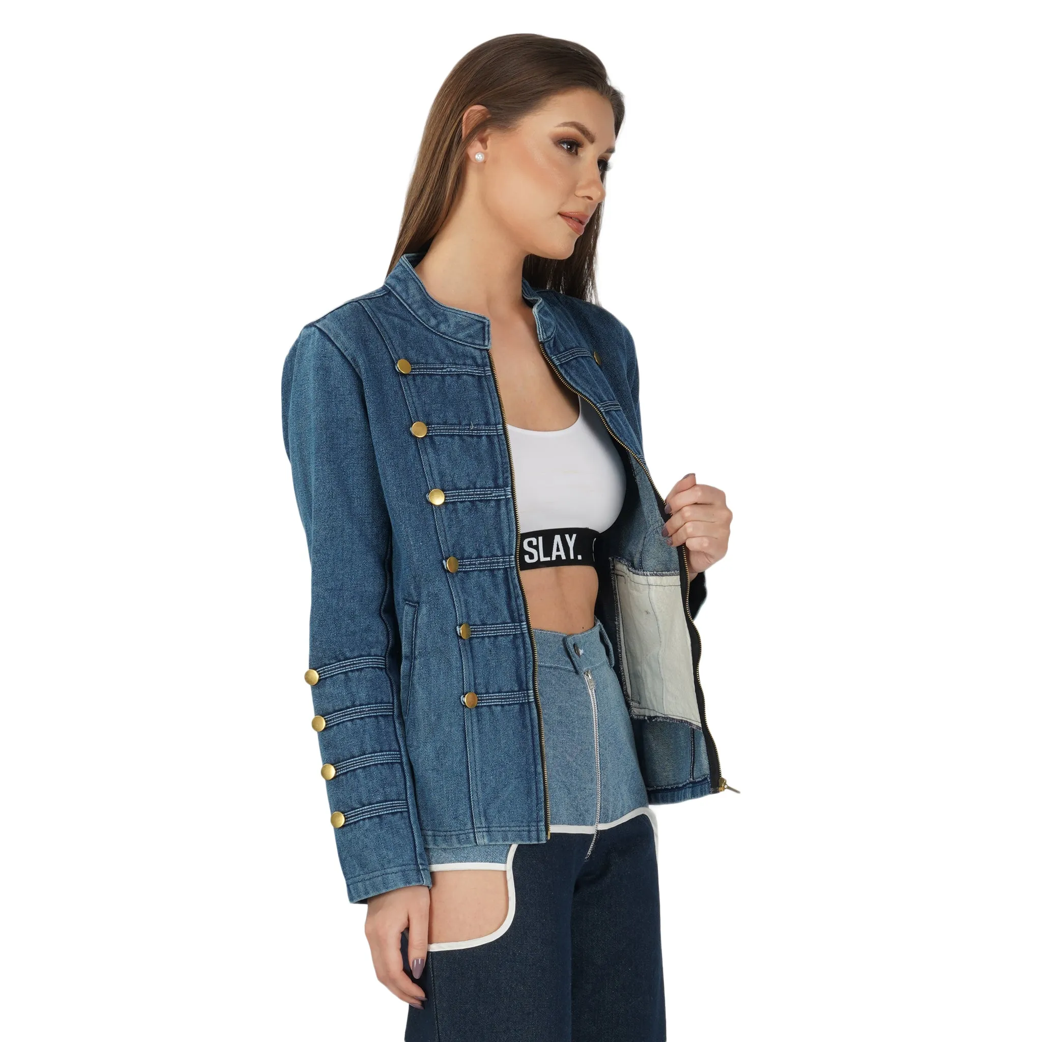 SLAY. Women's Military Denim Jacket