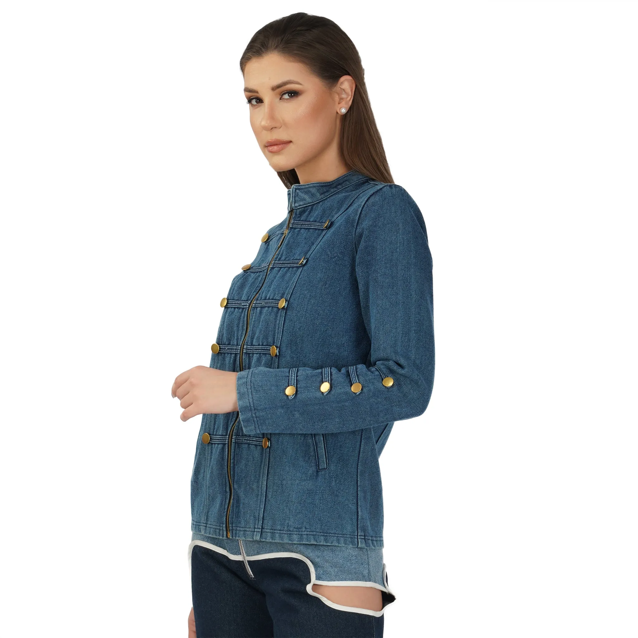 SLAY. Women's Military Denim Jacket