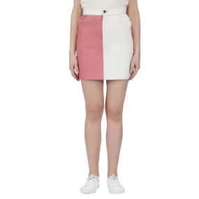 SLAY. Women's Pink & White Colorblock Denim Skirt