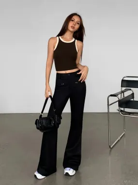 Slim Fit High Waisted Flared Pants