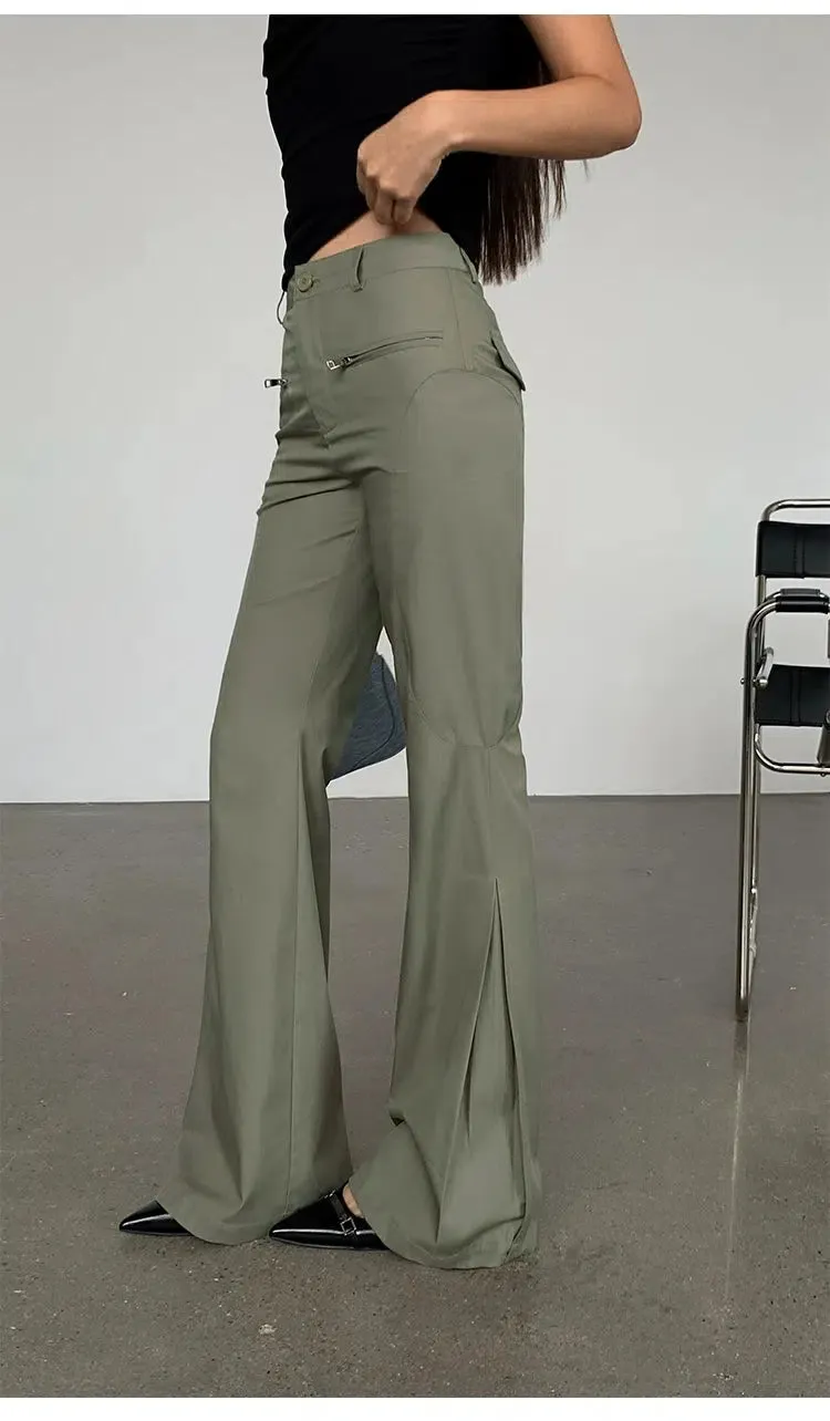 Slim Fit High Waisted Flared Pants