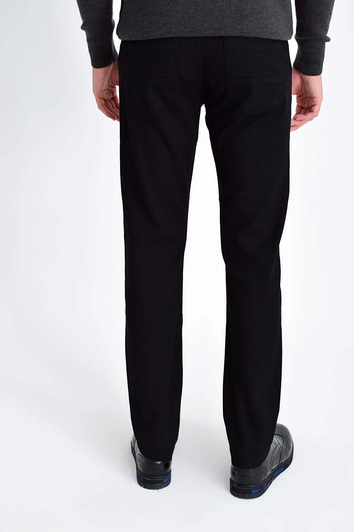 Slim Fit Low Waist Black Cotton Casual Pants