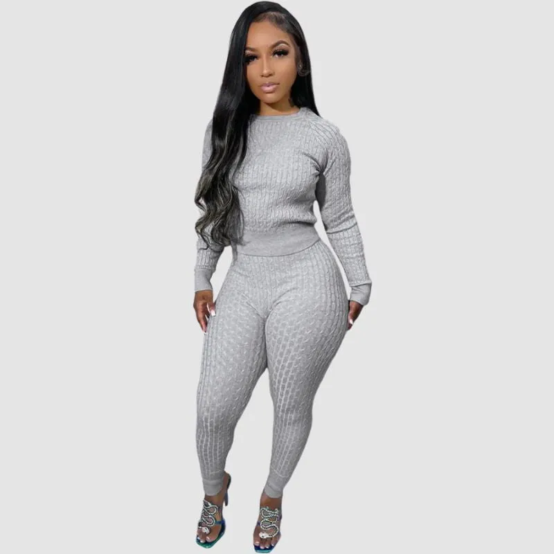 Solid Color Bodycon Sweater Set