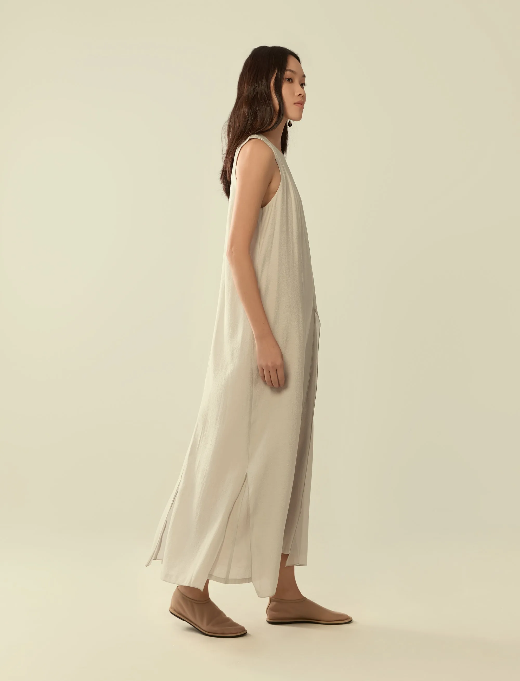 split hem layered long dress