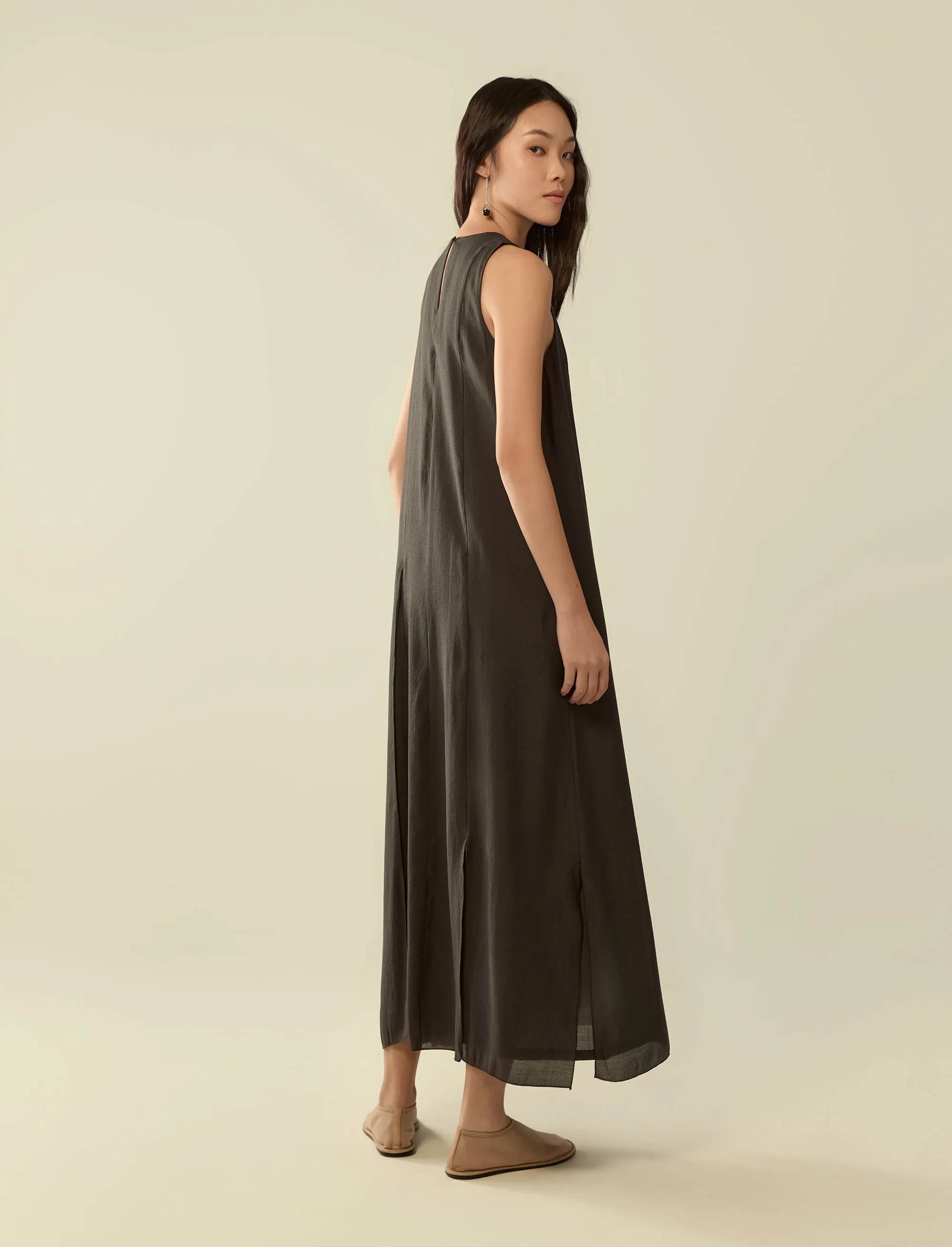 split hem layered long dress