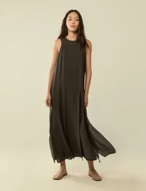 split hem layered long dress