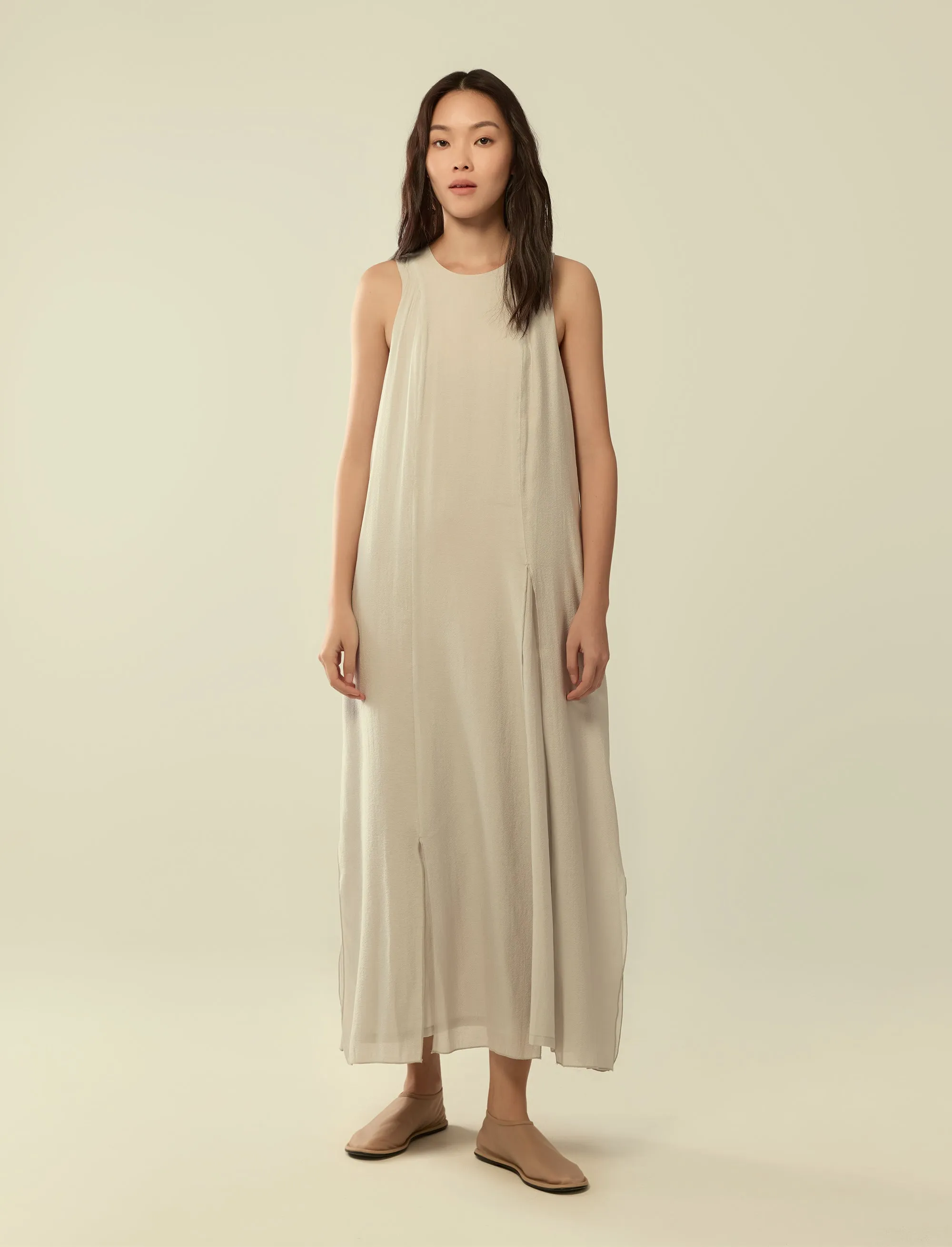 split hem layered long dress