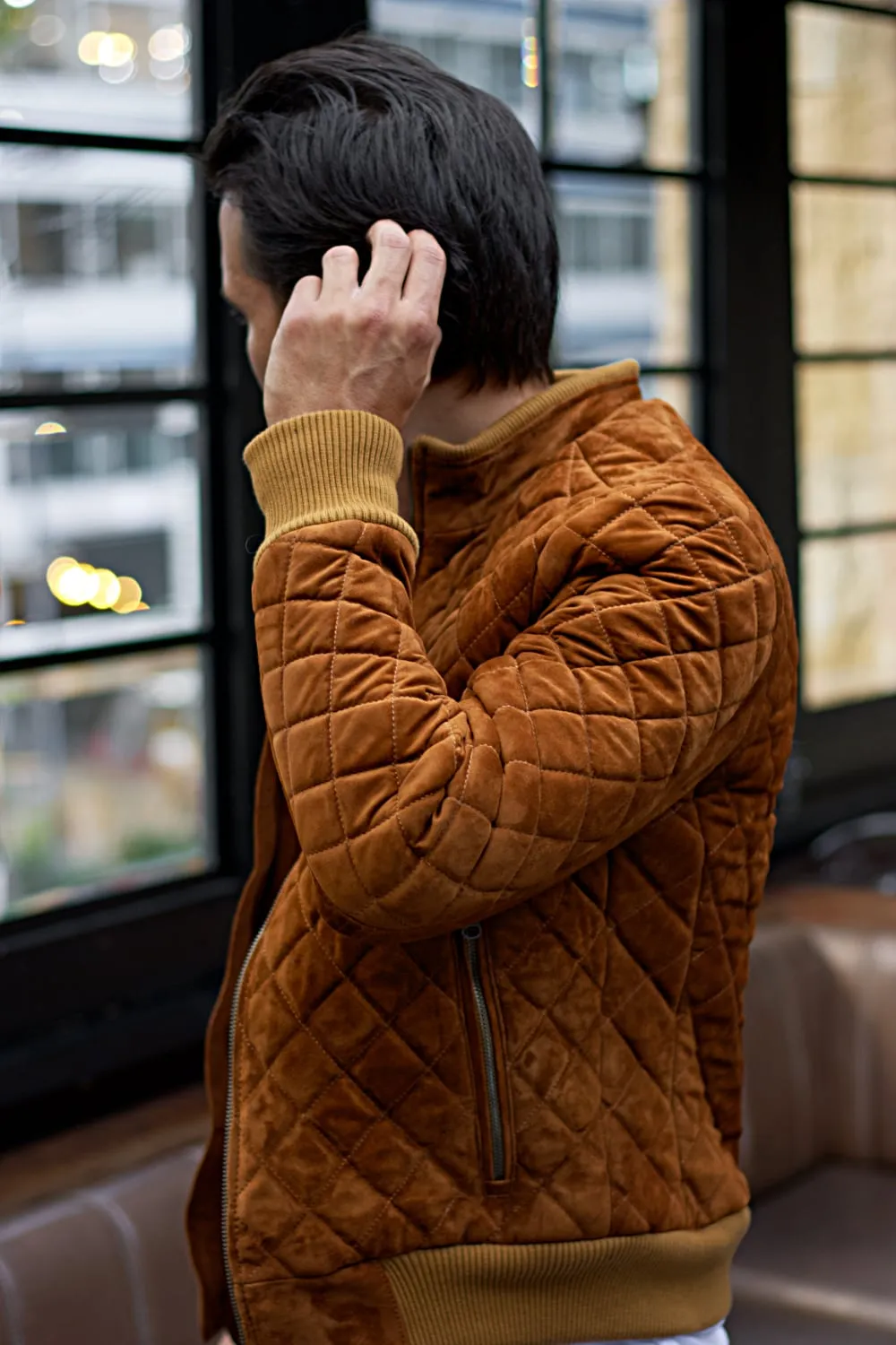 ST. PETERSBURG Bomber Jacket in Amber Suede