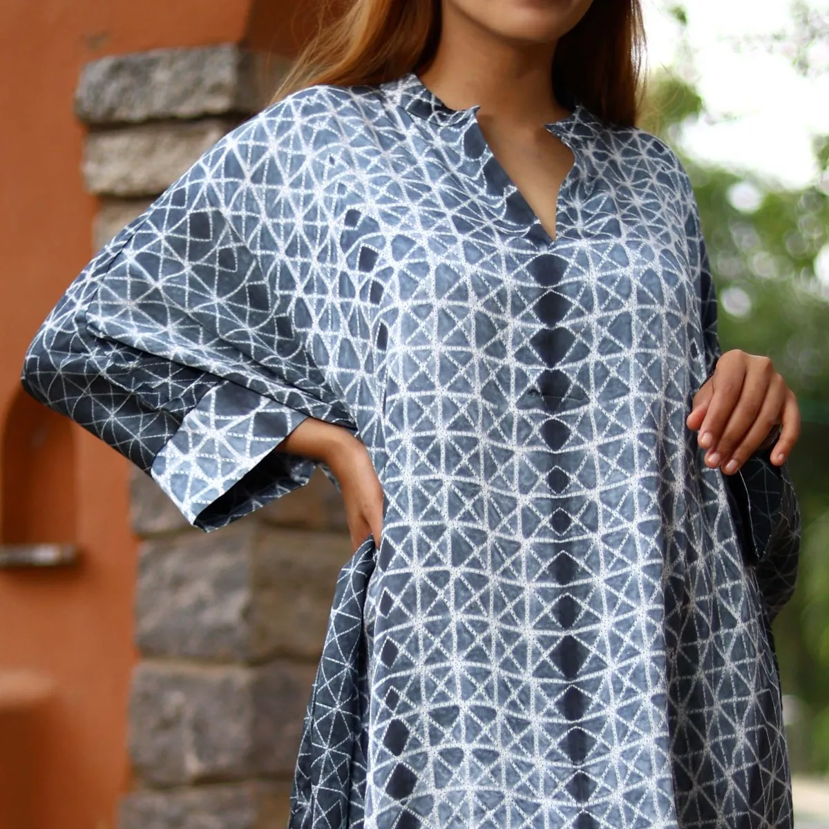 Steel Grey Hand Dyed Modal Silk Tunic Dress