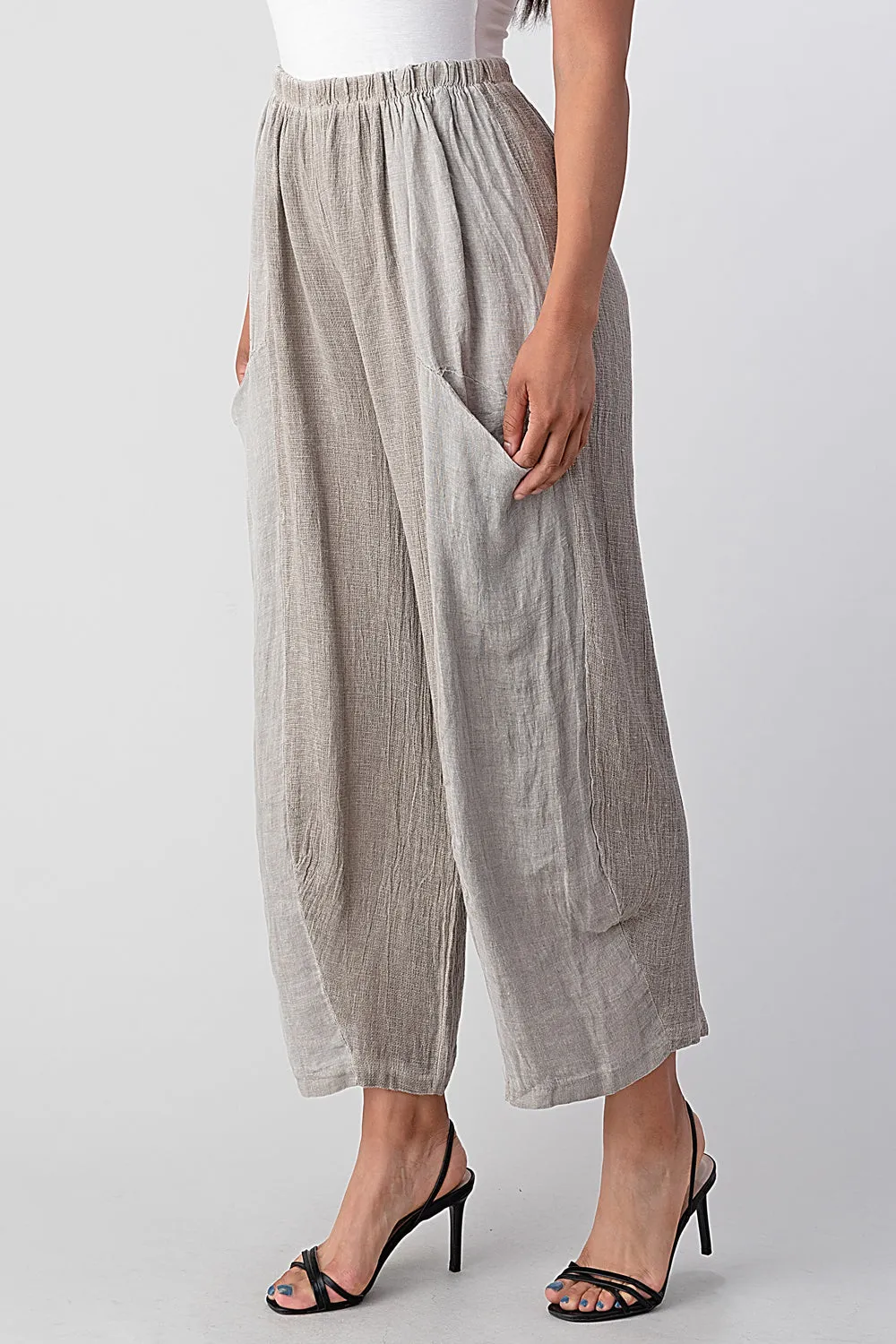 Straight Cotton Linen Pants With Pockets