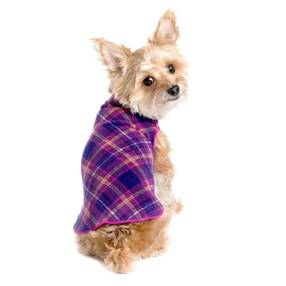 Stretch Fleece Dog Coat Mulberry Plaid