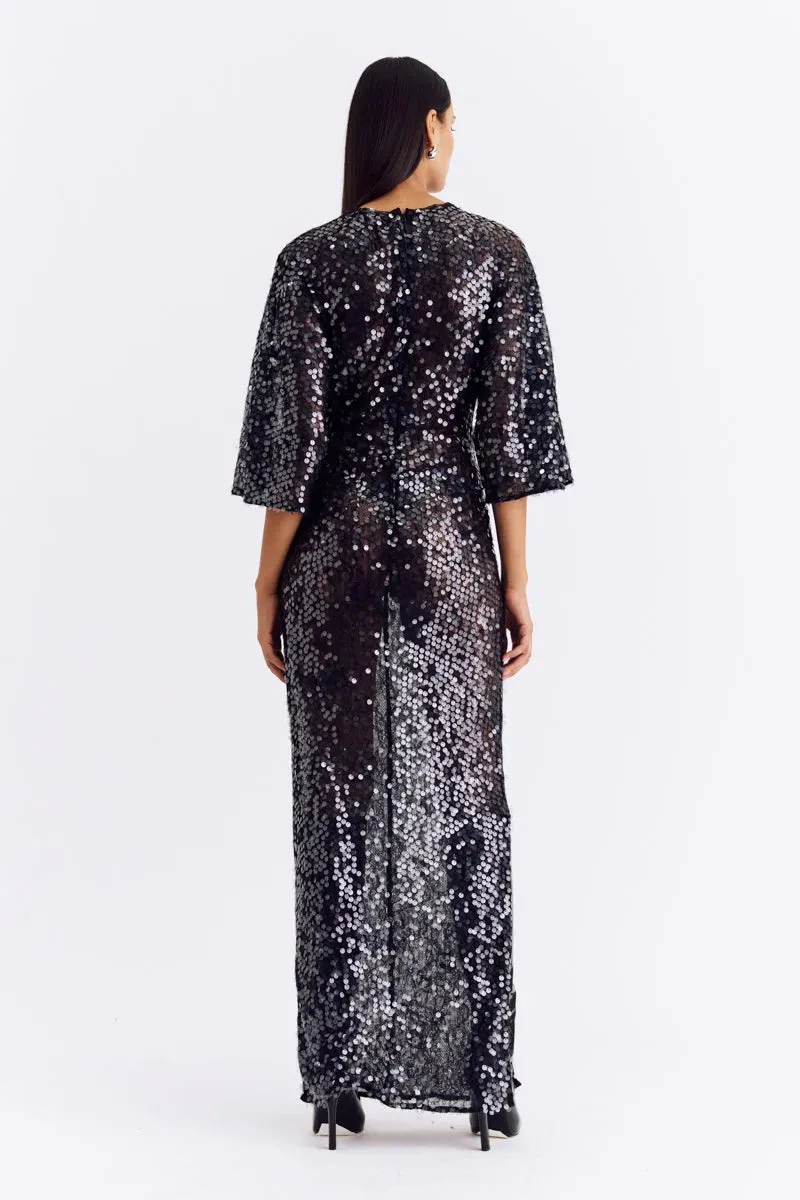 SUBOO AVA LACE SEQUIN CAPE SLEEVE MAXI