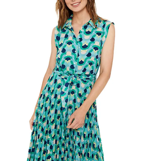 Sustainable Shirt Dress Green Print