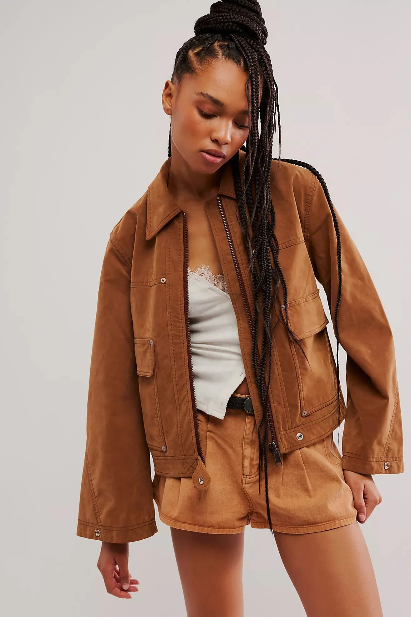 The Blair Vegan Suede Jacket by Free People - Caramel Cafe