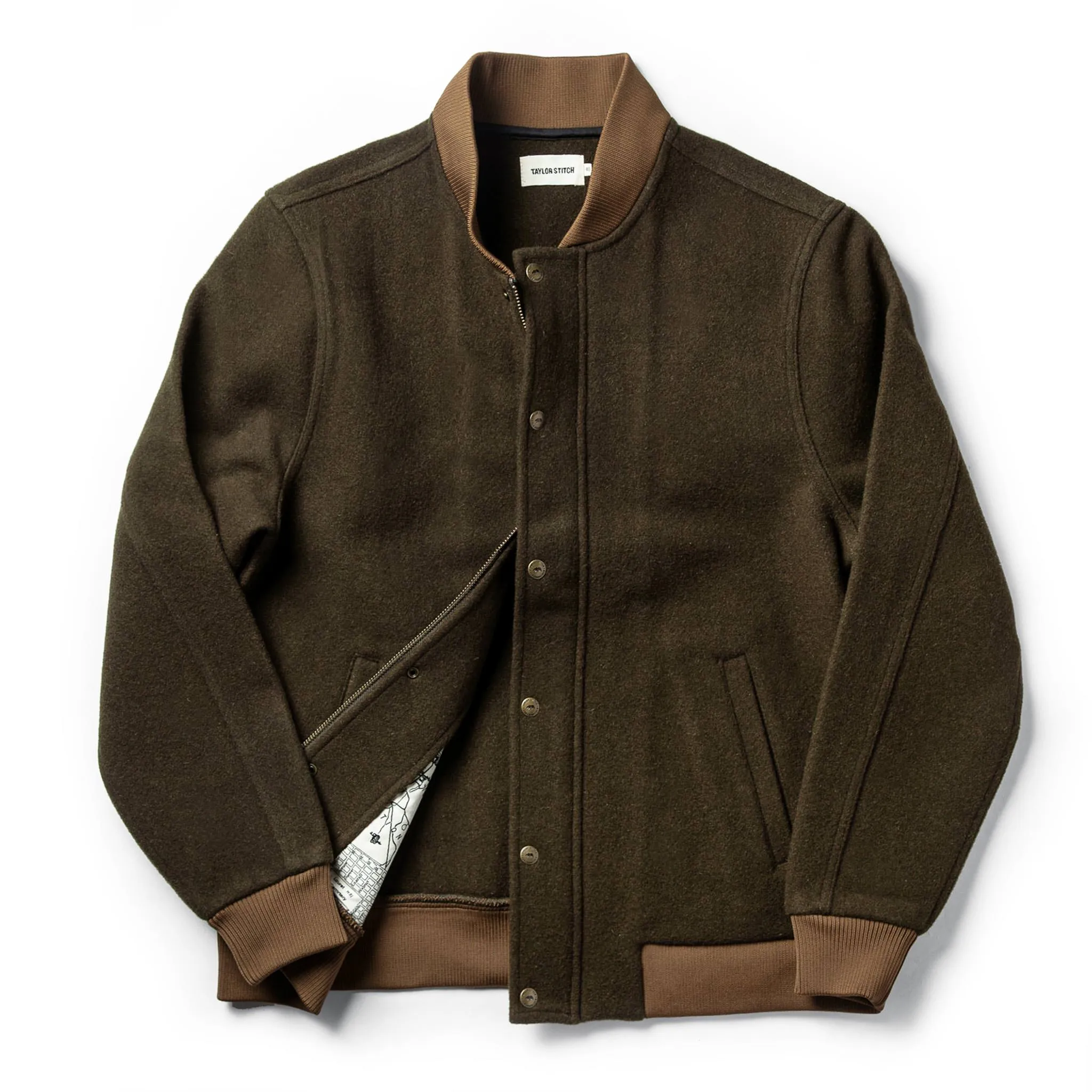 The Bomber Jacket in Olive Wool