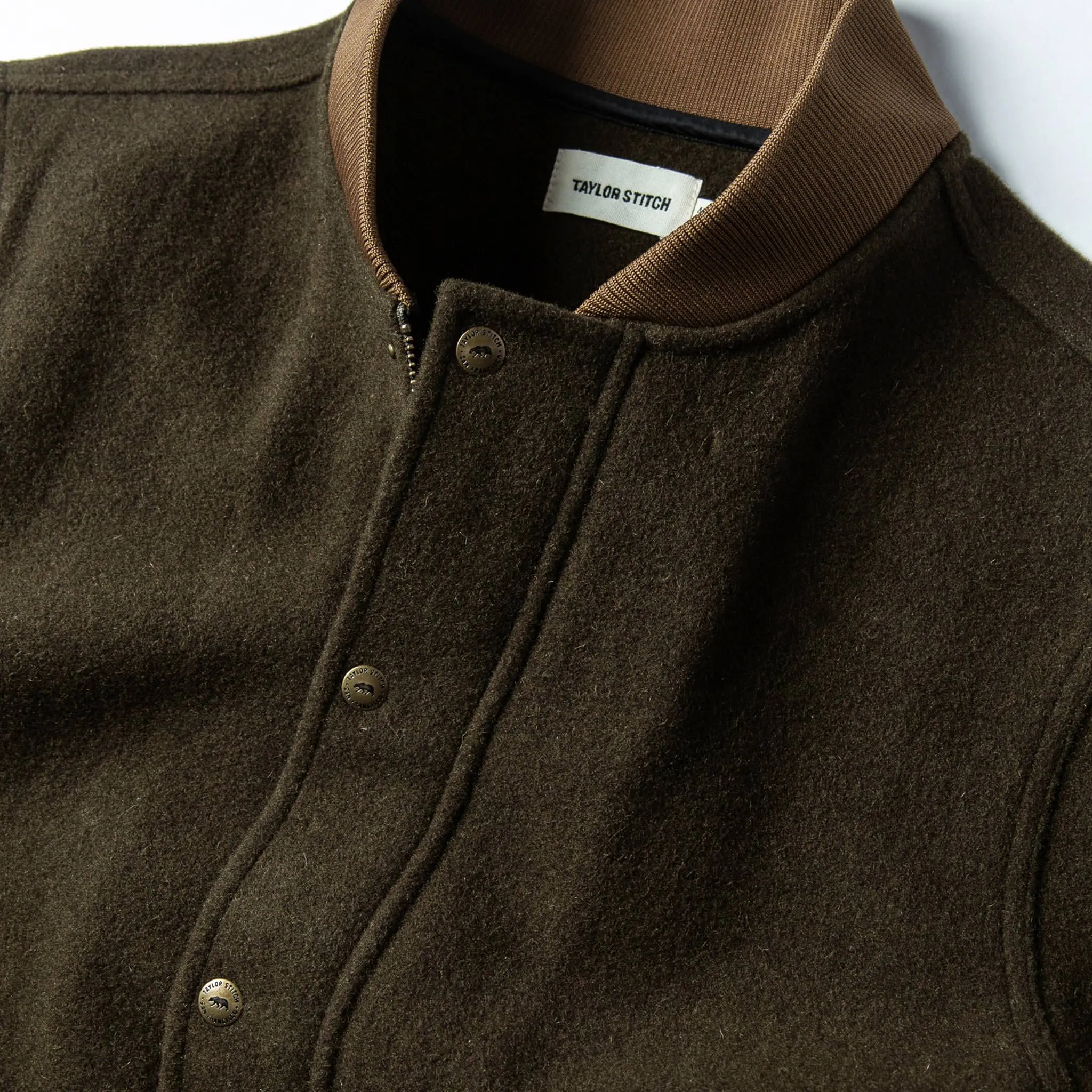 The Bomber Jacket in Olive Wool