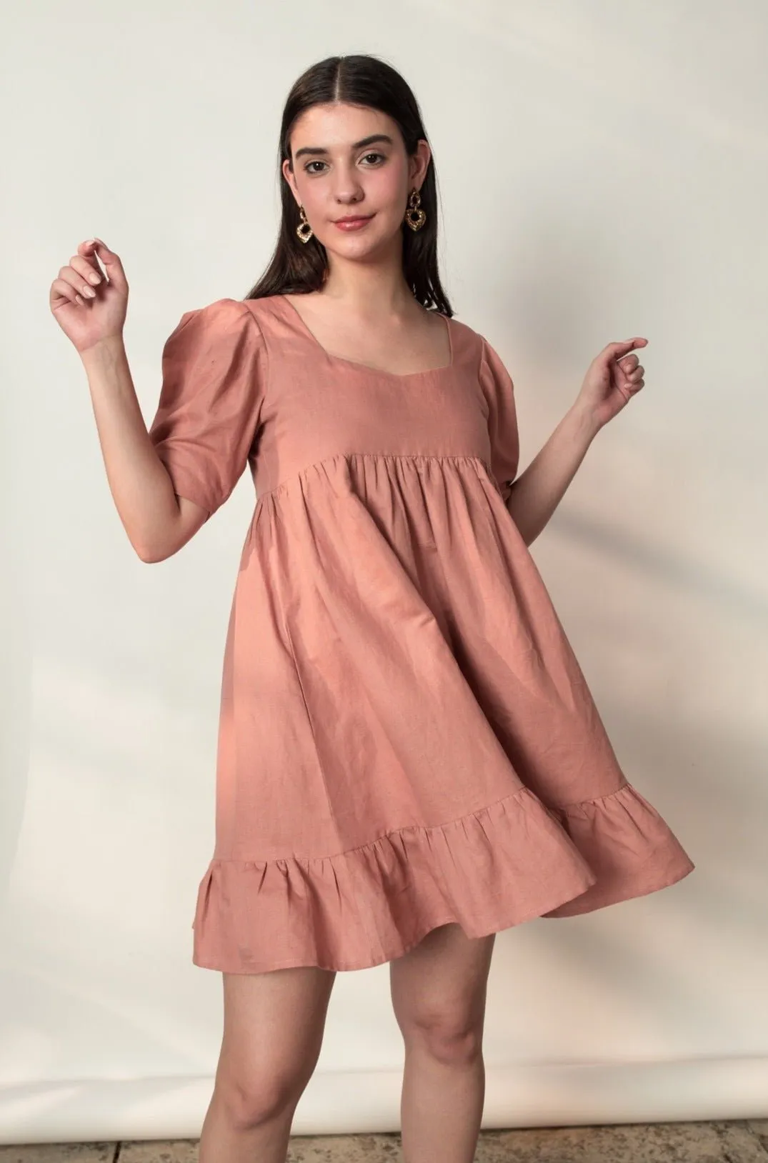 Tiered Mini hemp Cotton Dress