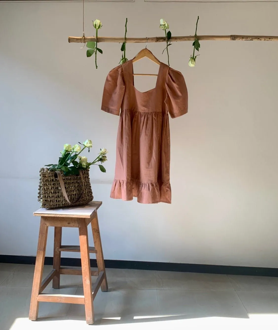 Tiered Mini hemp Cotton Dress