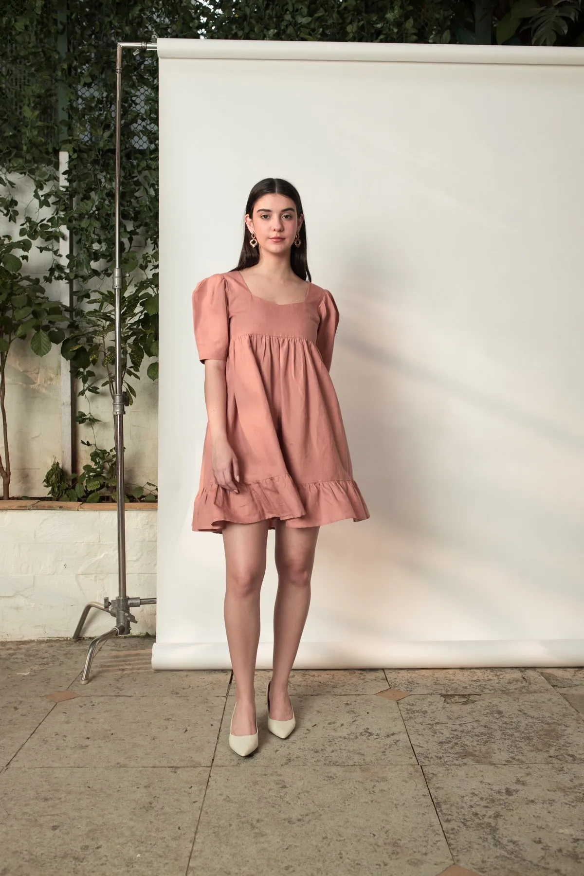 Tiered Mini hemp Cotton Dress