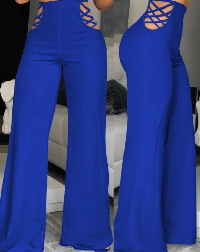 Trendy High Waist Wide Leg Bootcut Pants