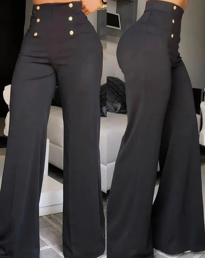 Trendy High Waist Wide Leg Bootcut Pants