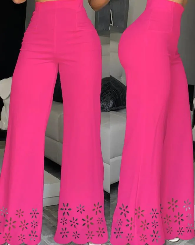 Trendy High Waist Wide Leg Bootcut Pants