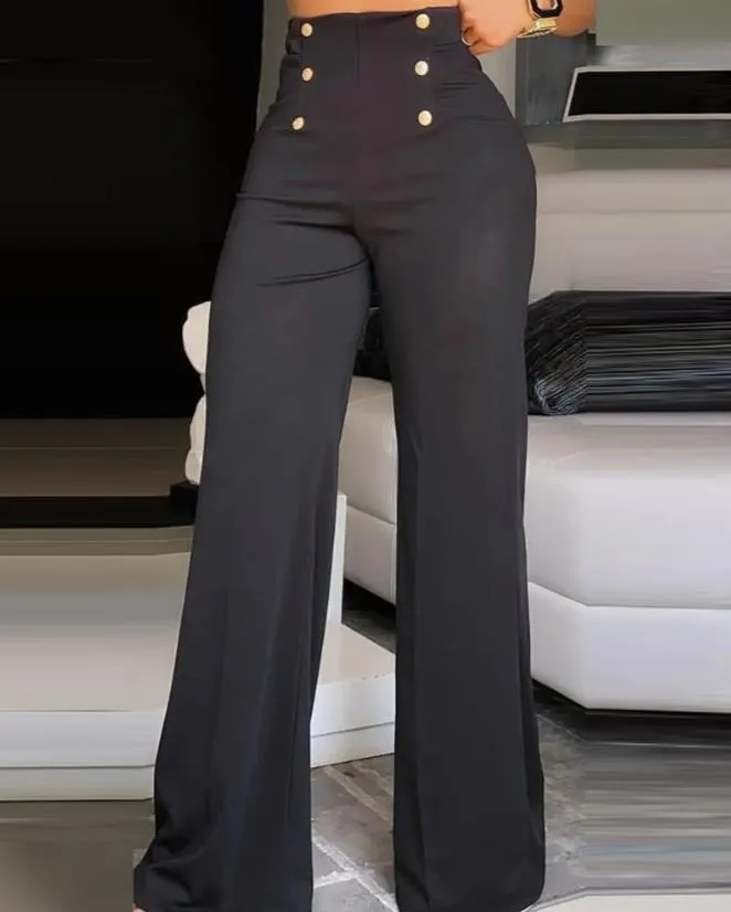 Trendy High Waist Wide Leg Bootcut Pants