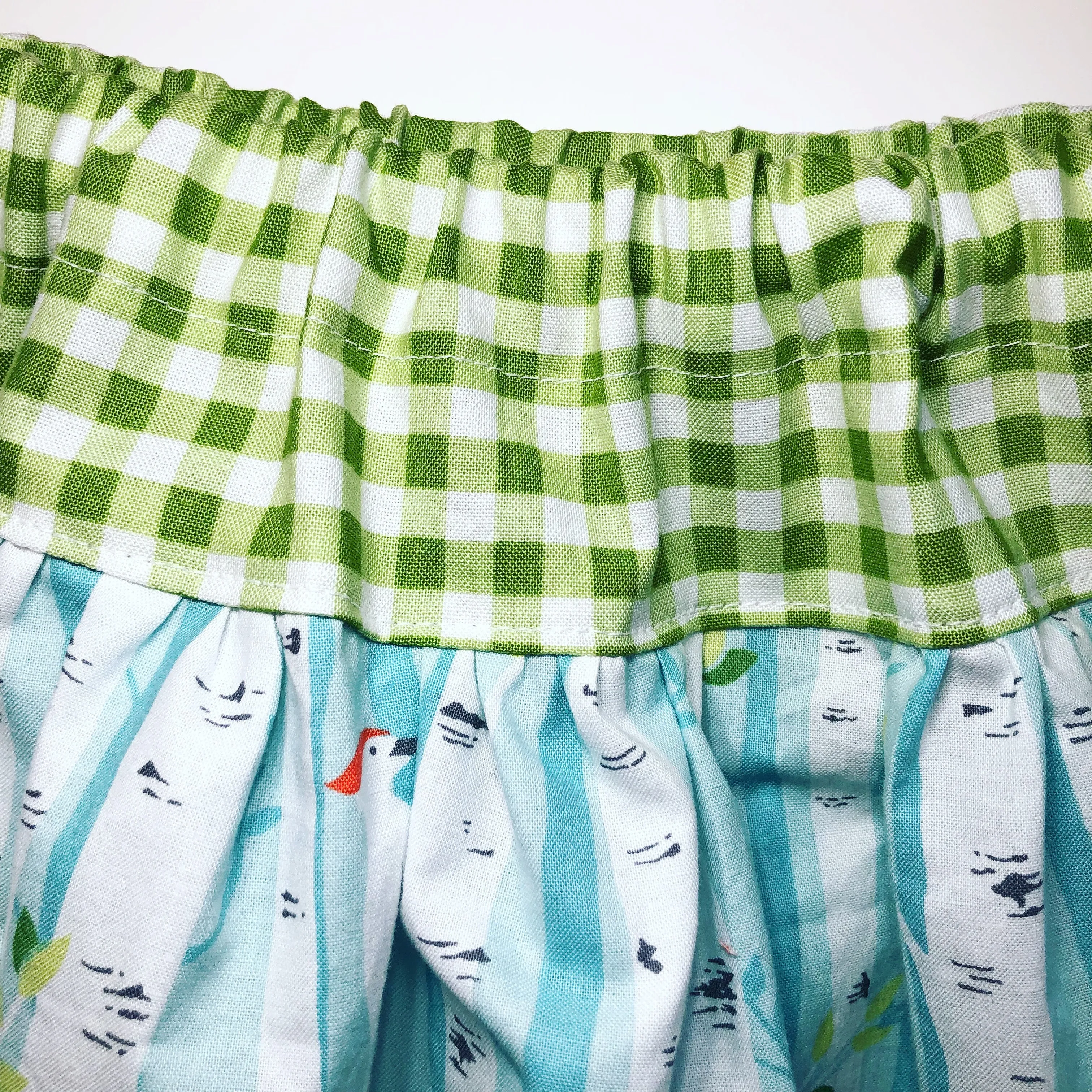 Twirl Skirt Birch Trees Birds Gingham