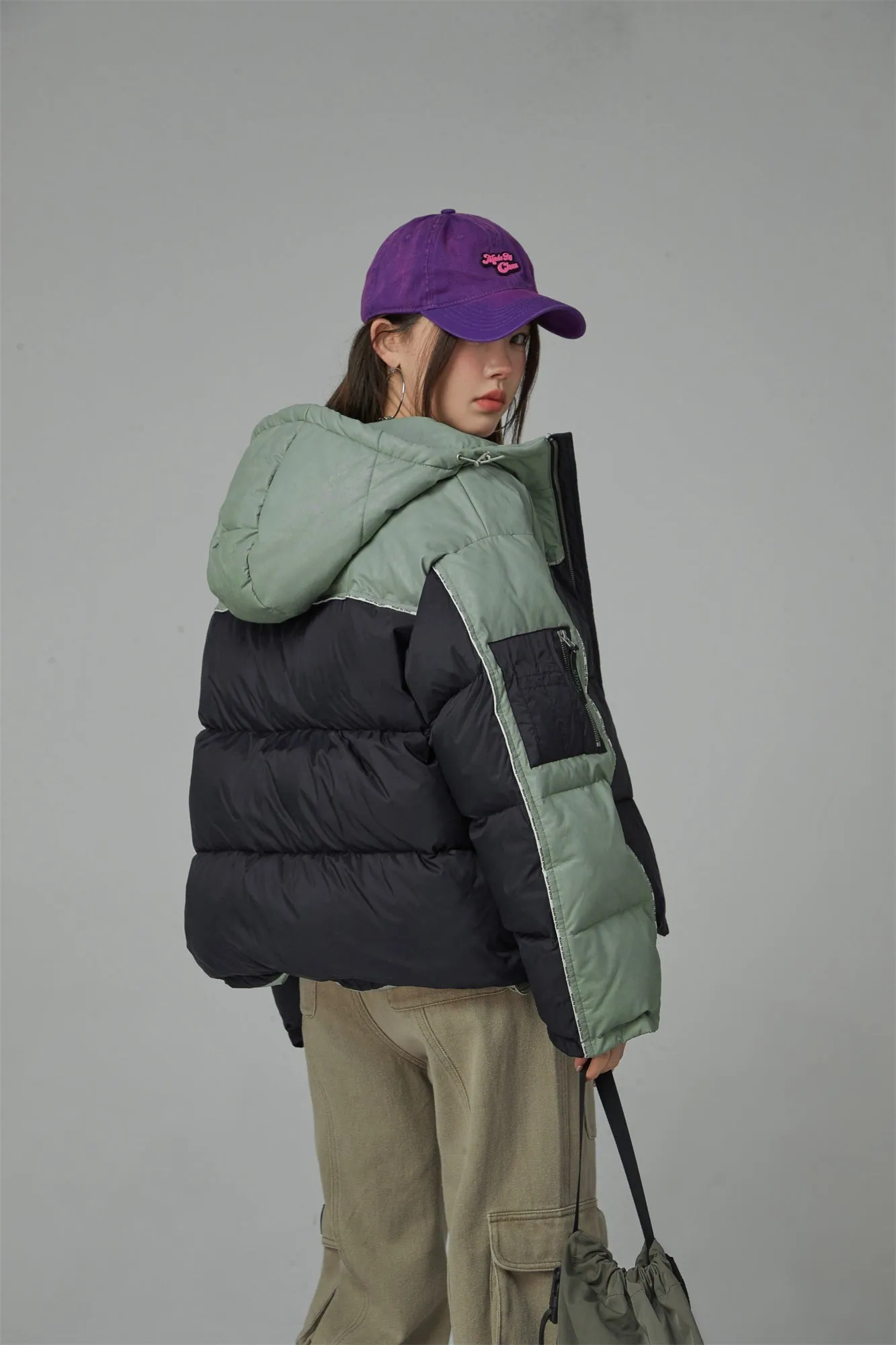 Two Tone Duck Down Puffer Coat