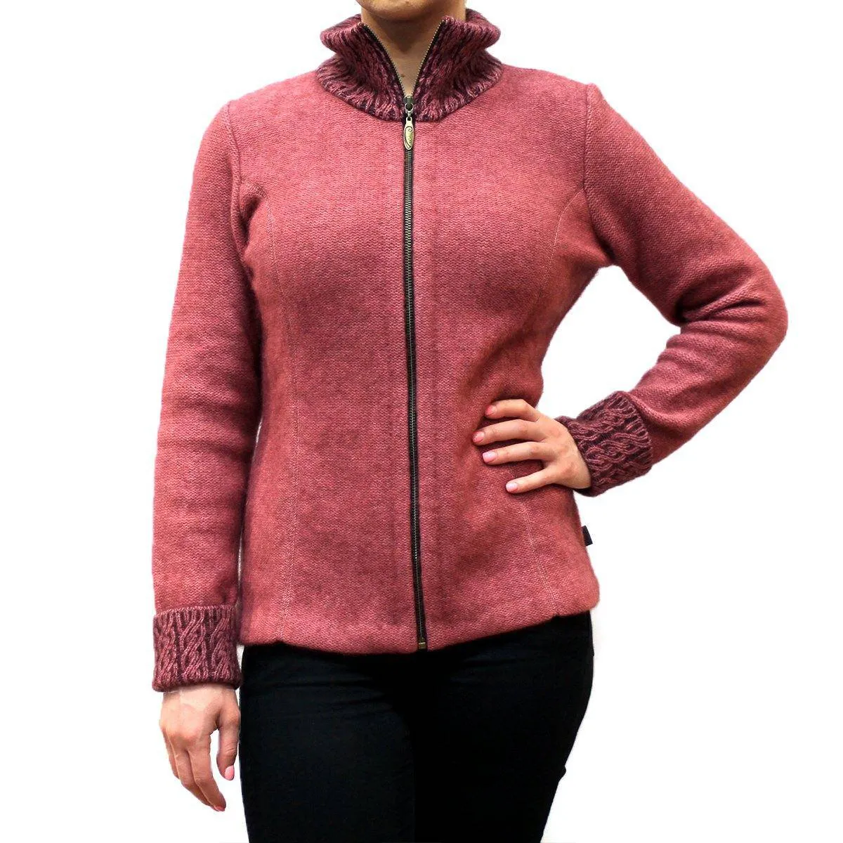 Two-Tone Possum Merino Jacket - Rose/Grape