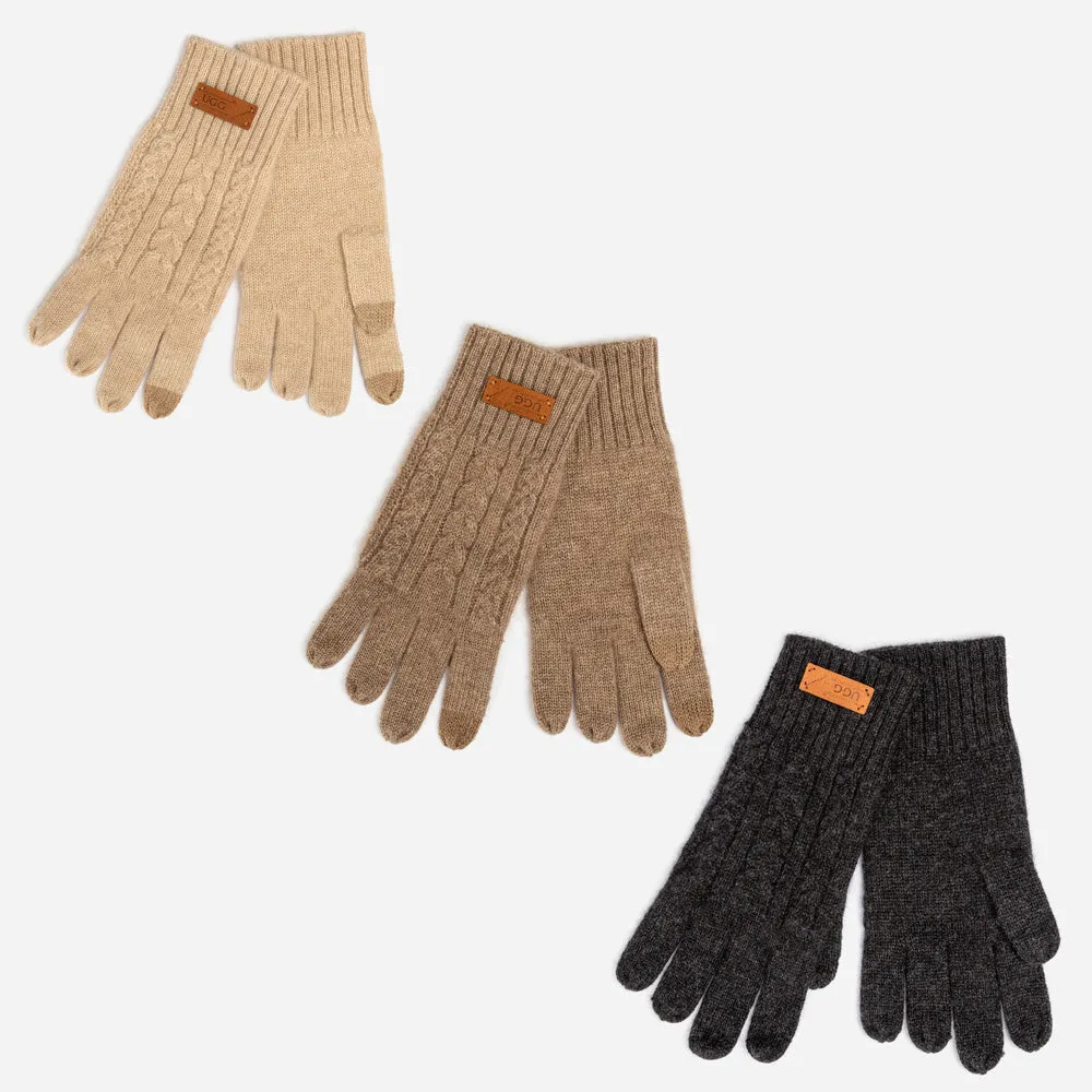 Ugg Cable Knit Pure Cashmere Touch Screen Gloves