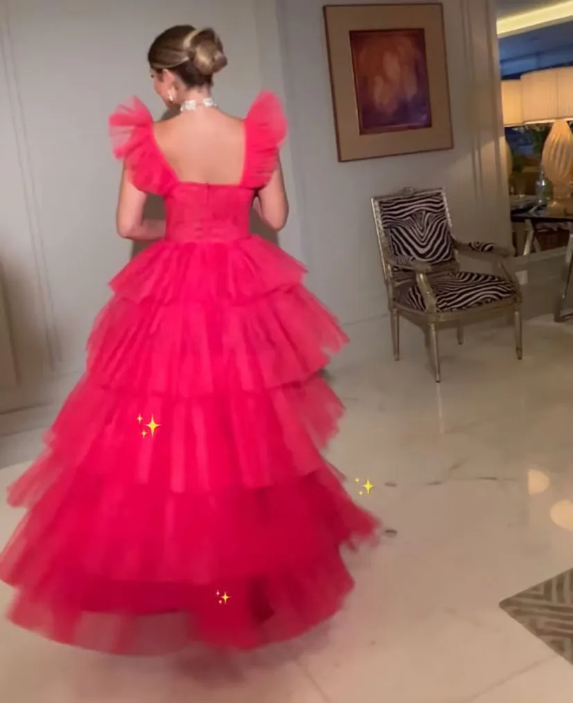 Unique Tulle Prom Dresses,Layered Ball Gowns Long Evening Dress