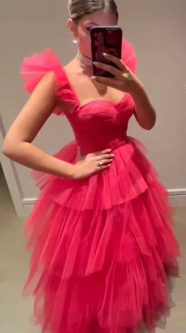 Unique Tulle Prom Dresses,Layered Ball Gowns Long Evening Dress