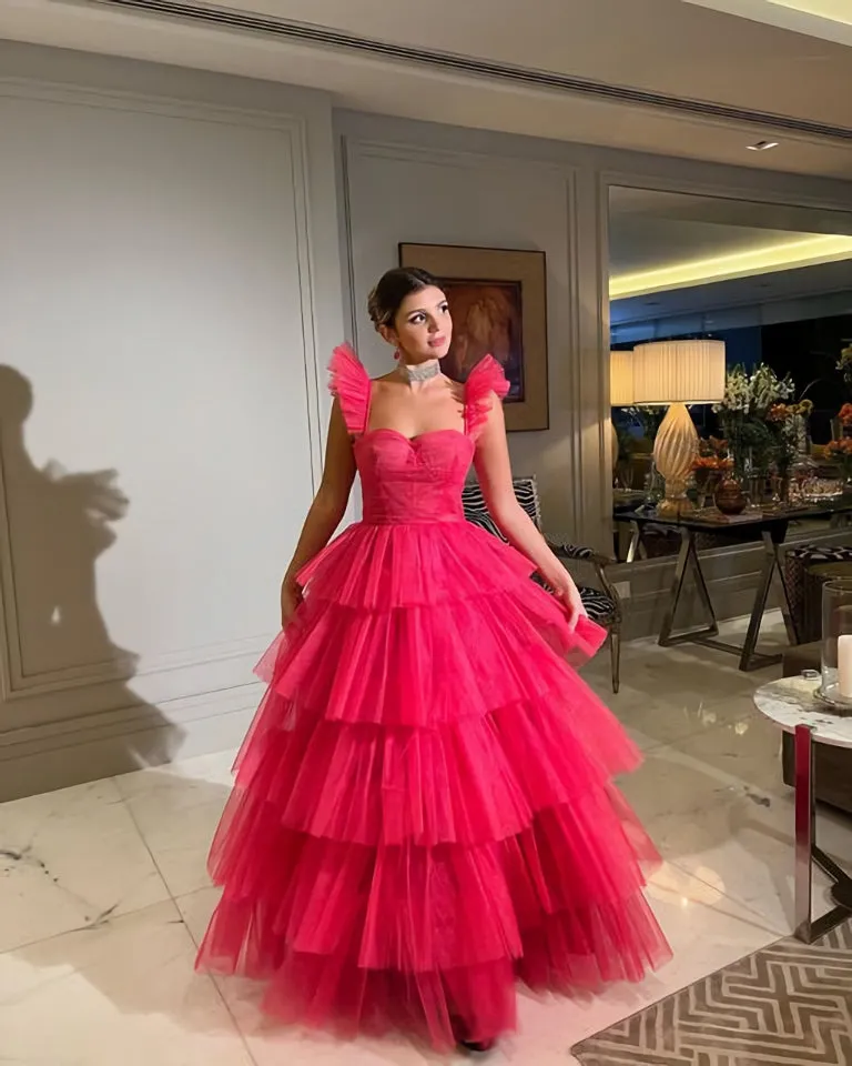 Unique Tulle Prom Dresses,Layered Ball Gowns Long Evening Dress