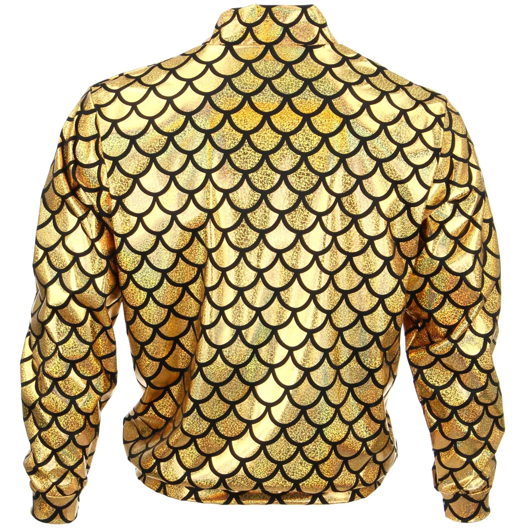 Unisex Shiny Bomber Jacket - Fish Scale Gold